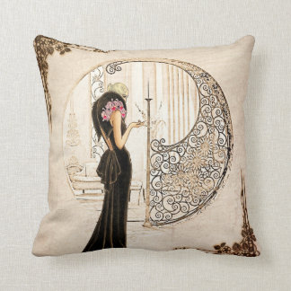 Vintage Fashionista_Velvet Gown_1933 Throw Pillow