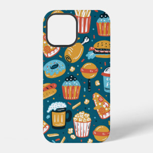 vintage Fast Food Icons Seamless Pattern. Repeat C iPhone 12 Case