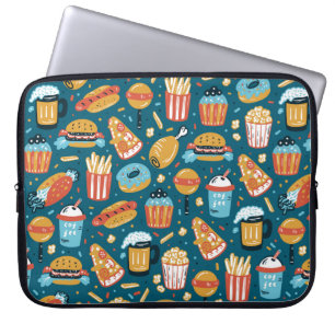 vintage Fast Food Icons Seamless Pattern. Repeat C Laptop Sleeve