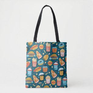 vintage Fast Food Icons Seamless Pattern. Repeat C Tote Bag