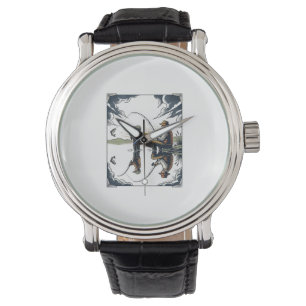 Vintage Father and Child Fishing Engraving Shirt D Watch