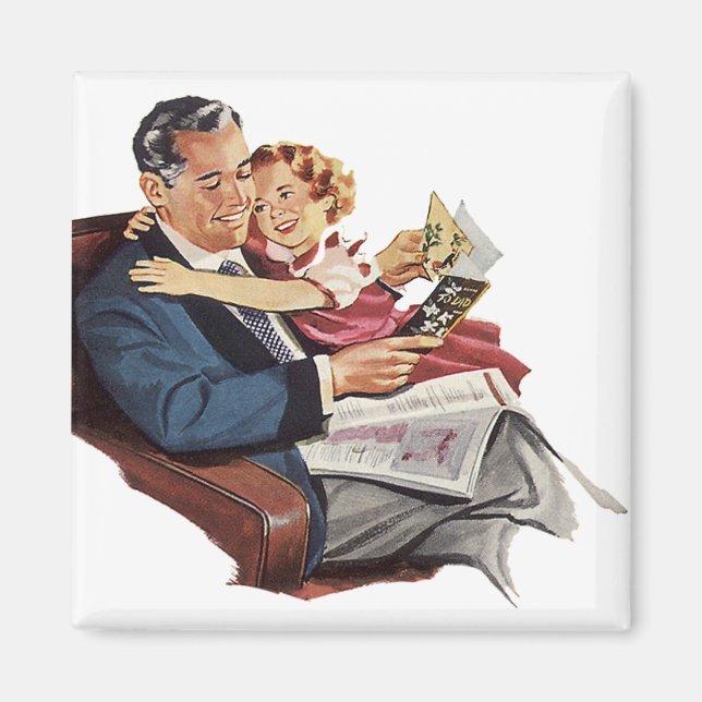Vintage Father and Daughter, Happy Father's Day! Magnet (Front)