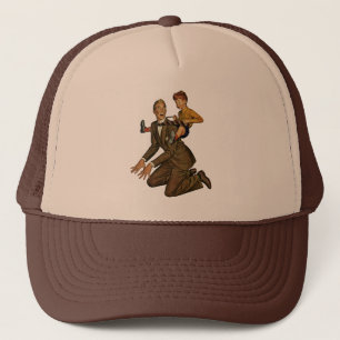 Vintage Father and Son, Funny, Silly Father's Day Trucker Hat