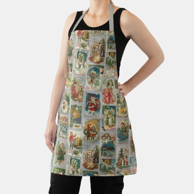 Vintage Father Christmas, Angels & Winter Collage Apron (Insitu)