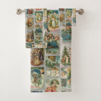 Vintage Father Christmas, Angels & Winter Collage