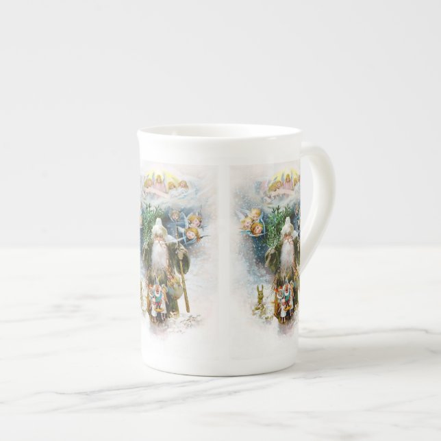 Vintage Father Christmas Bone China Mug (Front Right)