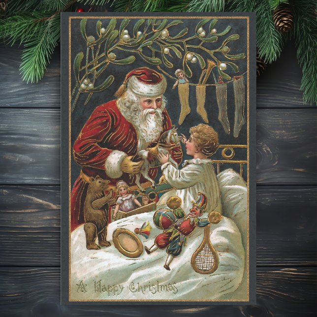 Vintage Father Christmas Giving Gifts to Child Tissue Paper (Creator Uploaded)