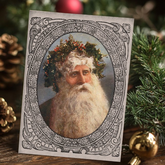 Vintage Father Christmas Portrait Holiday Card (Creator Uploaded)