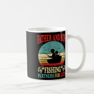 Vintage Father Son Fishing Partners For Life Dad M Coffee Mug