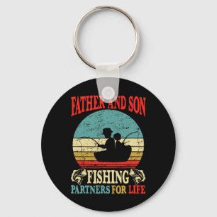 Vintage Father Son Fishing Partners For Life Dad M Keychain
