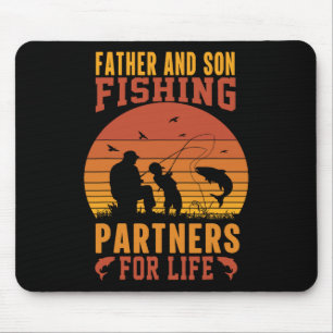 Vintage Father Son Fishing Partners For Life Dad M Mouse Pad