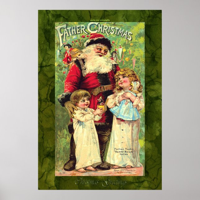Vintage Father Tuck's Santa Claus Christmas Poster (Front)