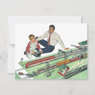 Vintage Father's Day, Dad and Son with Trains Card