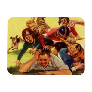 Vintage Father's Day, Football Kids and Family Dog Magnet