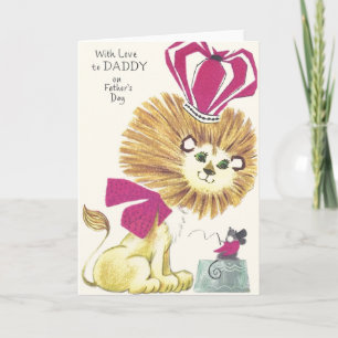 Vintage Father's Day King Lion Greeting Card