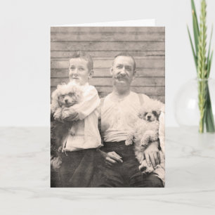 Vintage Father's Day Papa and Dog Dad Poodles Card