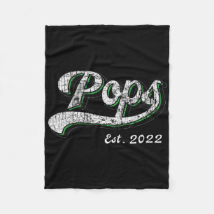Vintage Father's Day Ps Est 2022 For New Grandpa Fleece Blanket