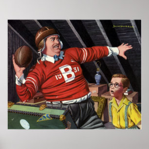 Vintage Father's Day, Sports Football Dad and Son Poster