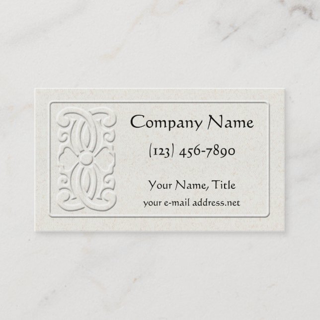 Vintage Faux Embossed Floral Medieval Business Card (Front)