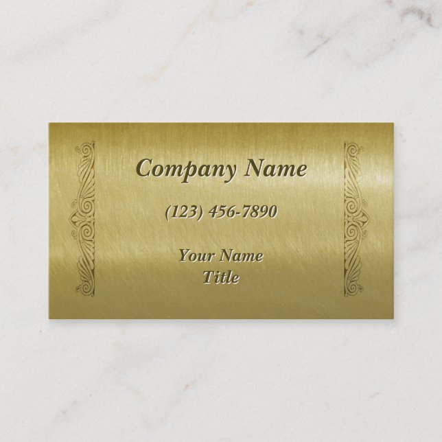 Vintage Faux Etched Brass Business Card (Front)