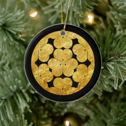 Vintage Faux Gold Chosokabe Japan Mon Oriental Art Ceramic Ornament
