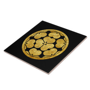 Vintage Faux Gold Chosokabe Japan Mon Oriental Art Tile