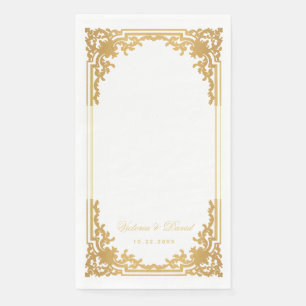 Vintage Faux Gold Wedding Antique Elegant Script Napkin