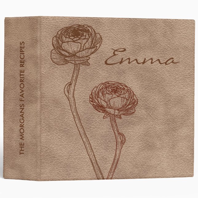 Vintage Faux Leather Recipe Binder  Personalized  (Front/Spine)