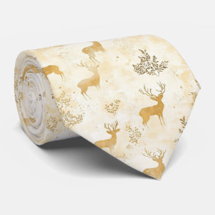 Vintage Fawn & Floral Woodland Pattern (1) Tie