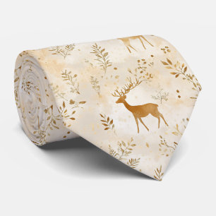 Vintage Fawn & Floral Woodland Pattern (2) Tie