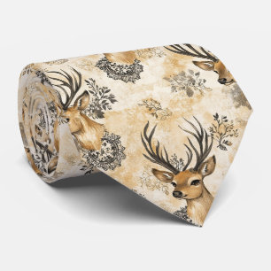 Vintage Fawn & Floral Woodland Pattern (8) Tie