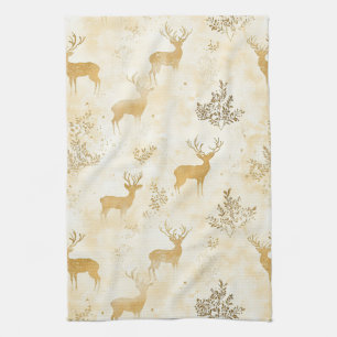 Vintage Fawn & Floral Woodland Pattern Kitchen Towel