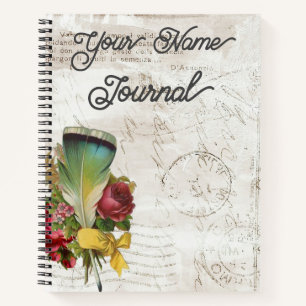 Vintage Feather bouquet Postcard Notebook