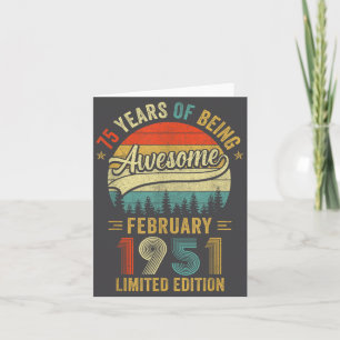 Vintage February 1951 Old 75th Birthday Men Women Card
