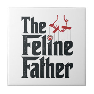 Vintage Feline Father Cat Humor Vector Design_1 Tile