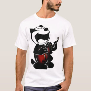 Vintage Felix Cartoon Playing Guitar Music Band Fu T-Shirt