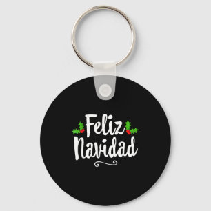 Vintage Feliz Navidad Retro Mexican Christmas Span Keychain