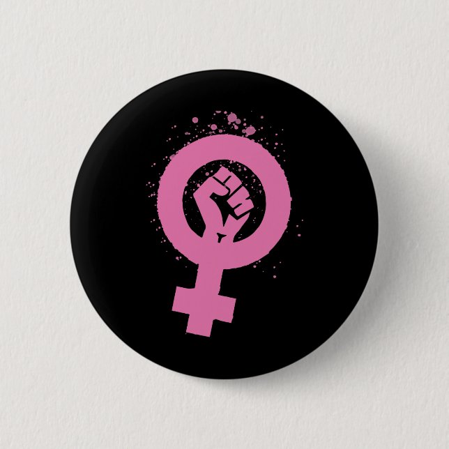 Vintage Feminism Symbol Design  2 Inch Round Button (Front)