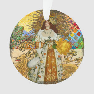 Vintage femme Soleil d'or : Leo Zodiac Collage Art
