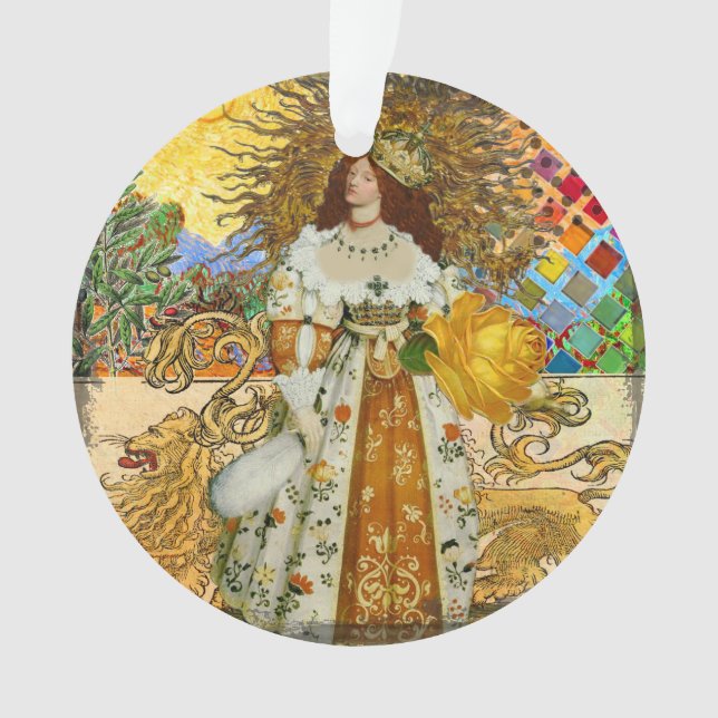 Vintage femme Soleil d'or : Leo Zodiac Collage Art (devant)