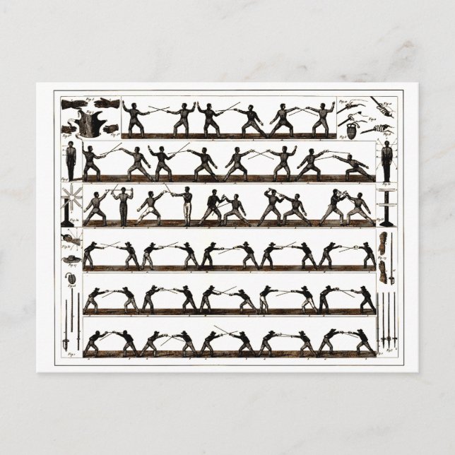 Vintage Fencing Instruction Postcard (Front)