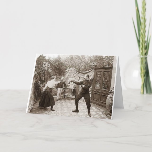 Vintage Fencing Lesson Note Card (Front)
