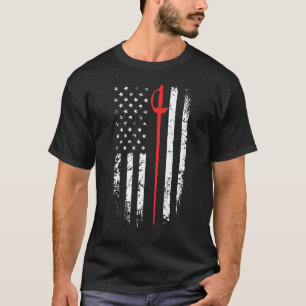 Vintage Fencing Sabre Sword American Flag Fencer T-Shirt