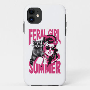 Vintage Feral Girl Summer Opossum Funny Raccoon  iPhone 11 Case