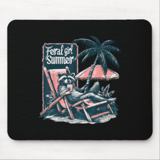 Vintage Feral Girl Summer Opossum Funny Raccoon Gi Mouse Pad
