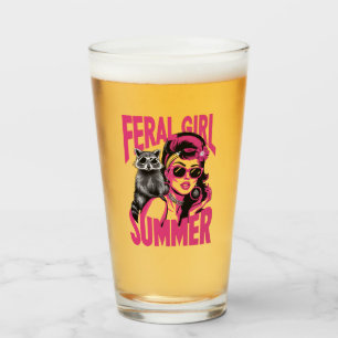 Vintage Feral Girl Summer Opossum Funny Raccoon Glass