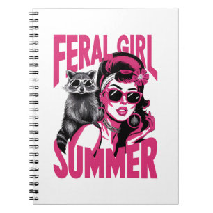 Vintage Feral Girl Summer Opossum Funny Raccoon Notebook