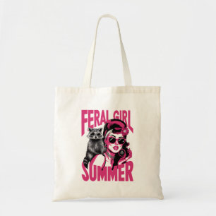 Vintage Feral Girl Summer Opossum Funny Raccoon  Tote Bag
