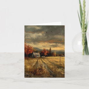 Vintage ferme feuillage d'automne Vert Blanc