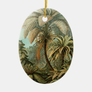 Vintage Ferns and Palm Tree Botanical Ceramic Ornament